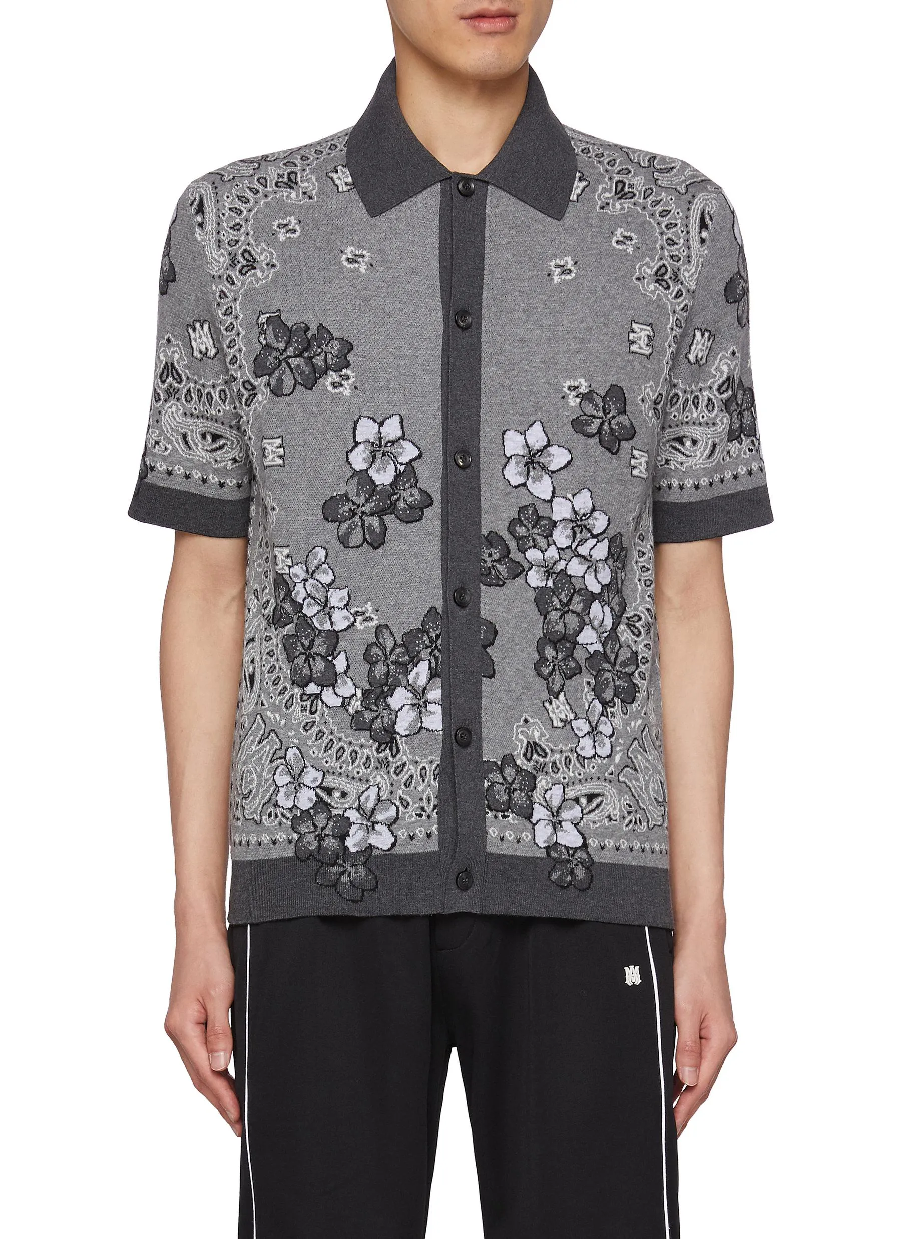 Amiri Floral Bandana Cotton Polo Shirt