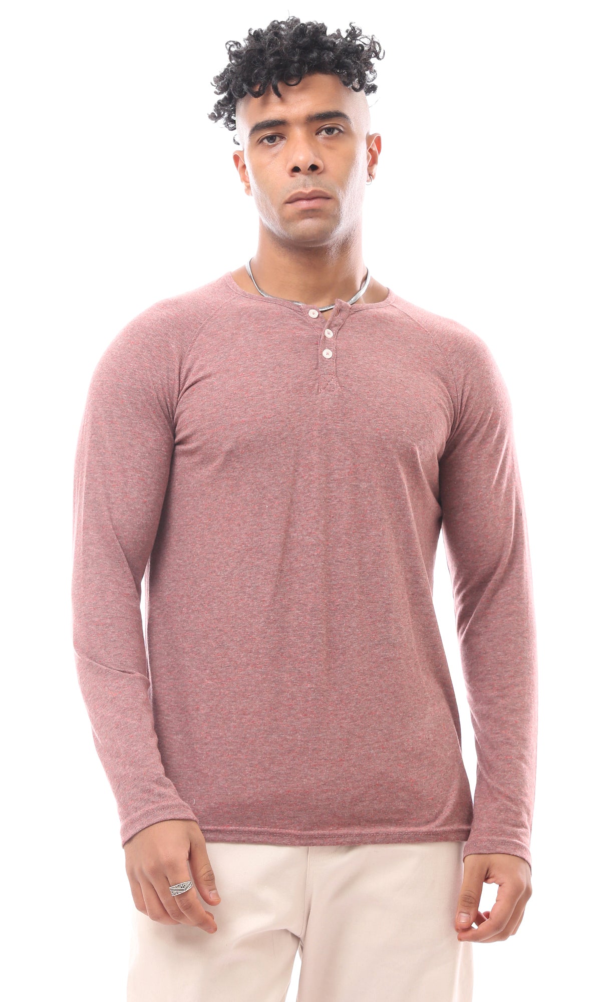 171796 Red Slip On Tee With Buttons