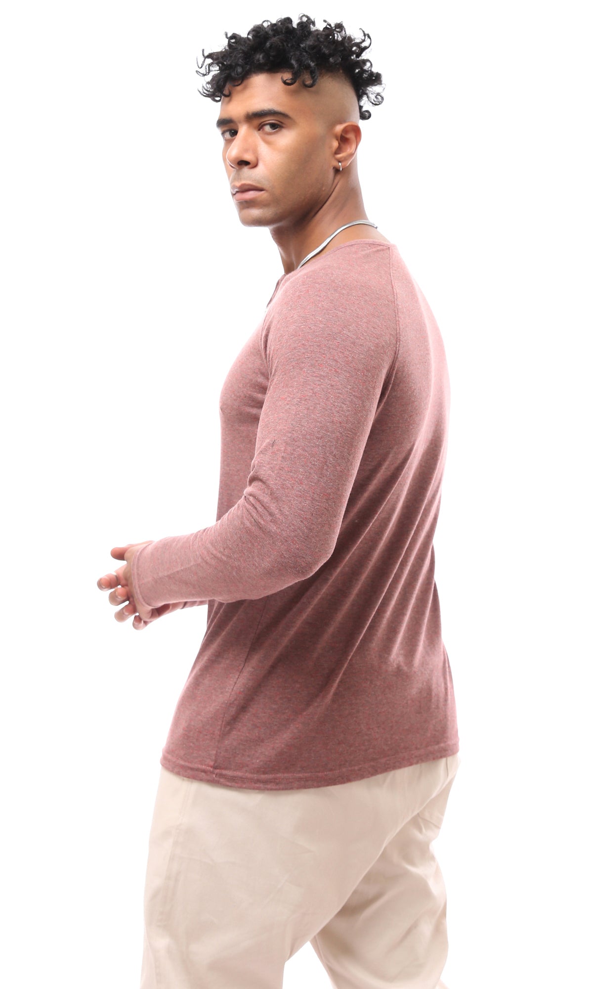 171796 Red Slip On Tee With Buttons