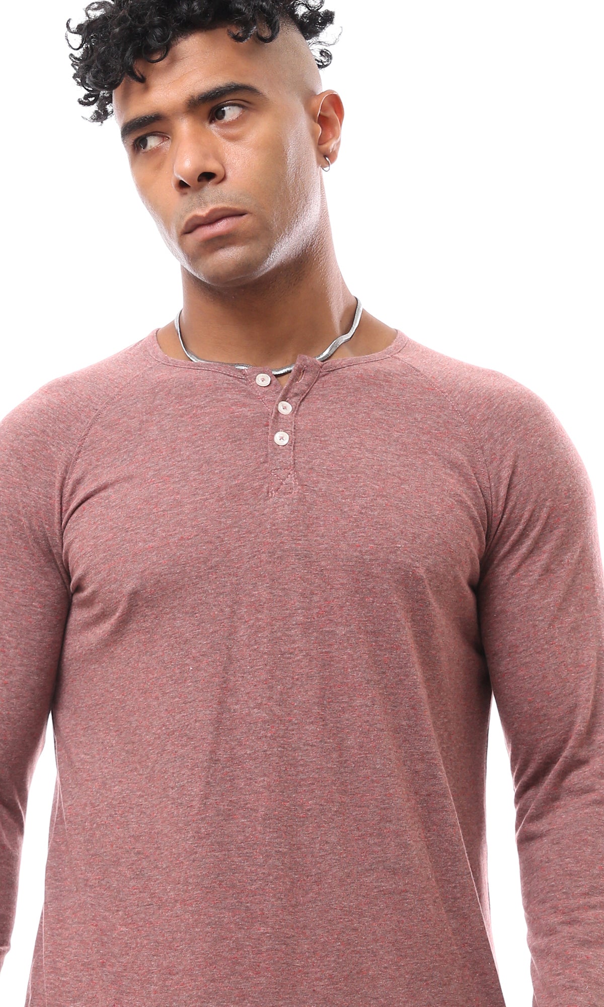 171796 Red Slip On Tee With Buttons