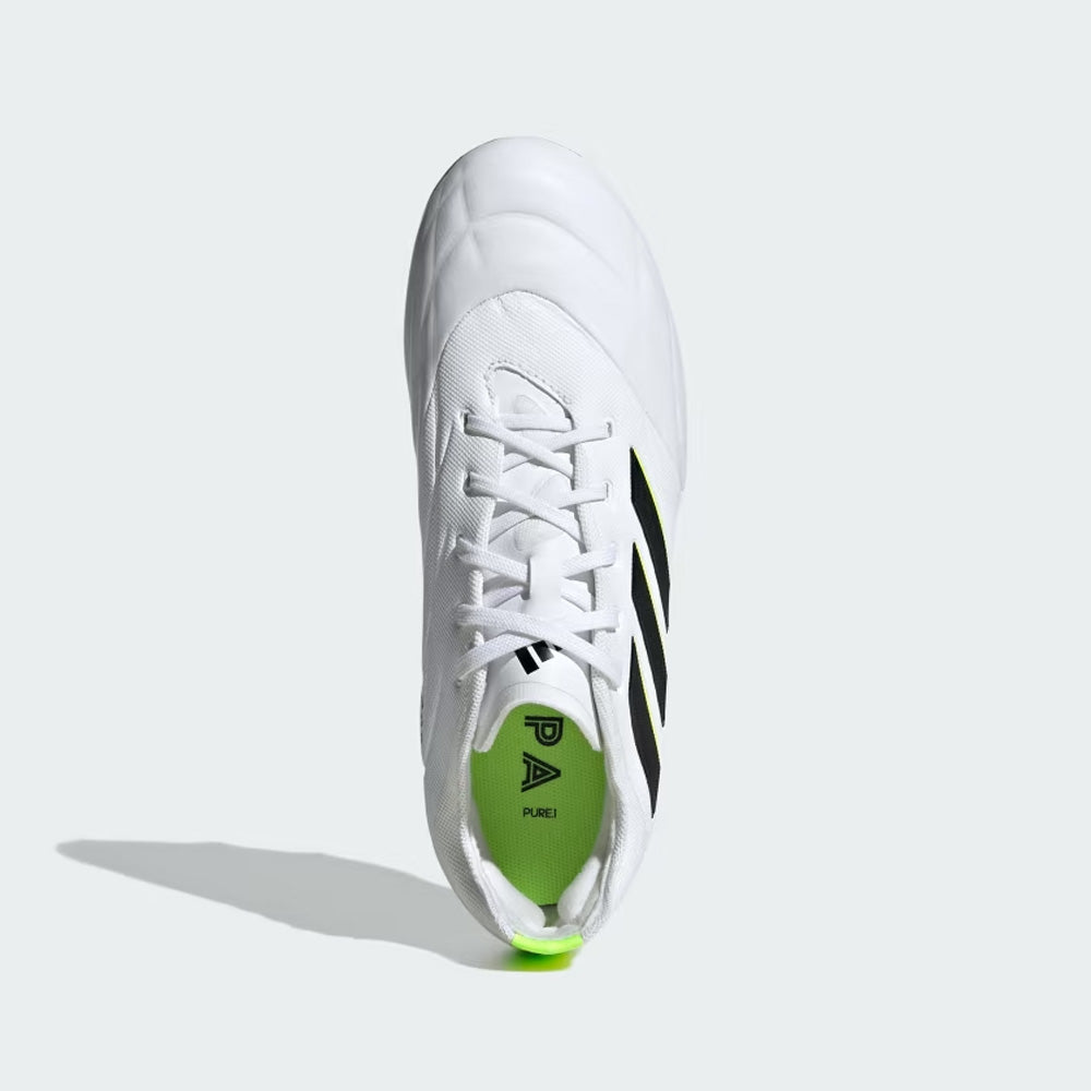 Adidas Copa Pure II.1 FG Junior Football Boots, white, black, lucid lemon