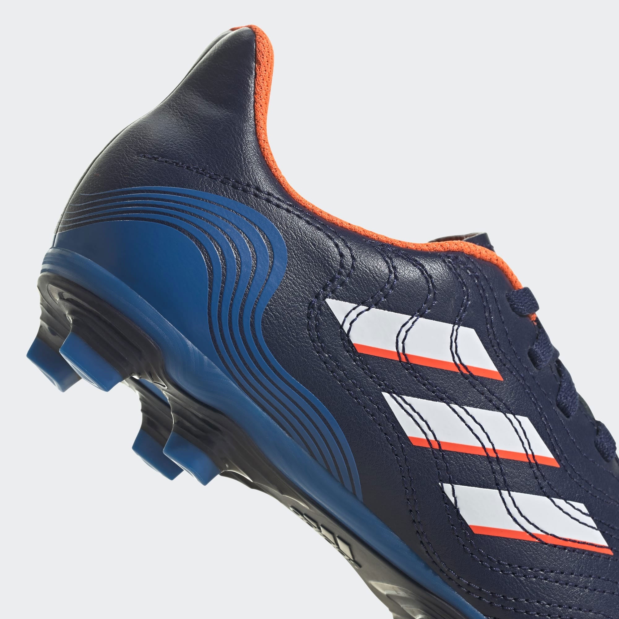 Adidas Copa Sense.4 FxG Junior Football Boots, Navy/White/Blue