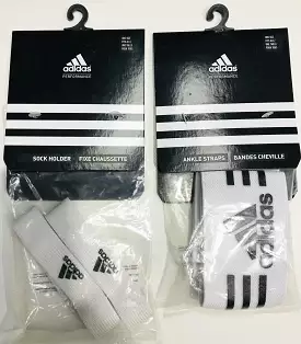 Adidas Sock Holder and Ankle Straps - White Set for Football