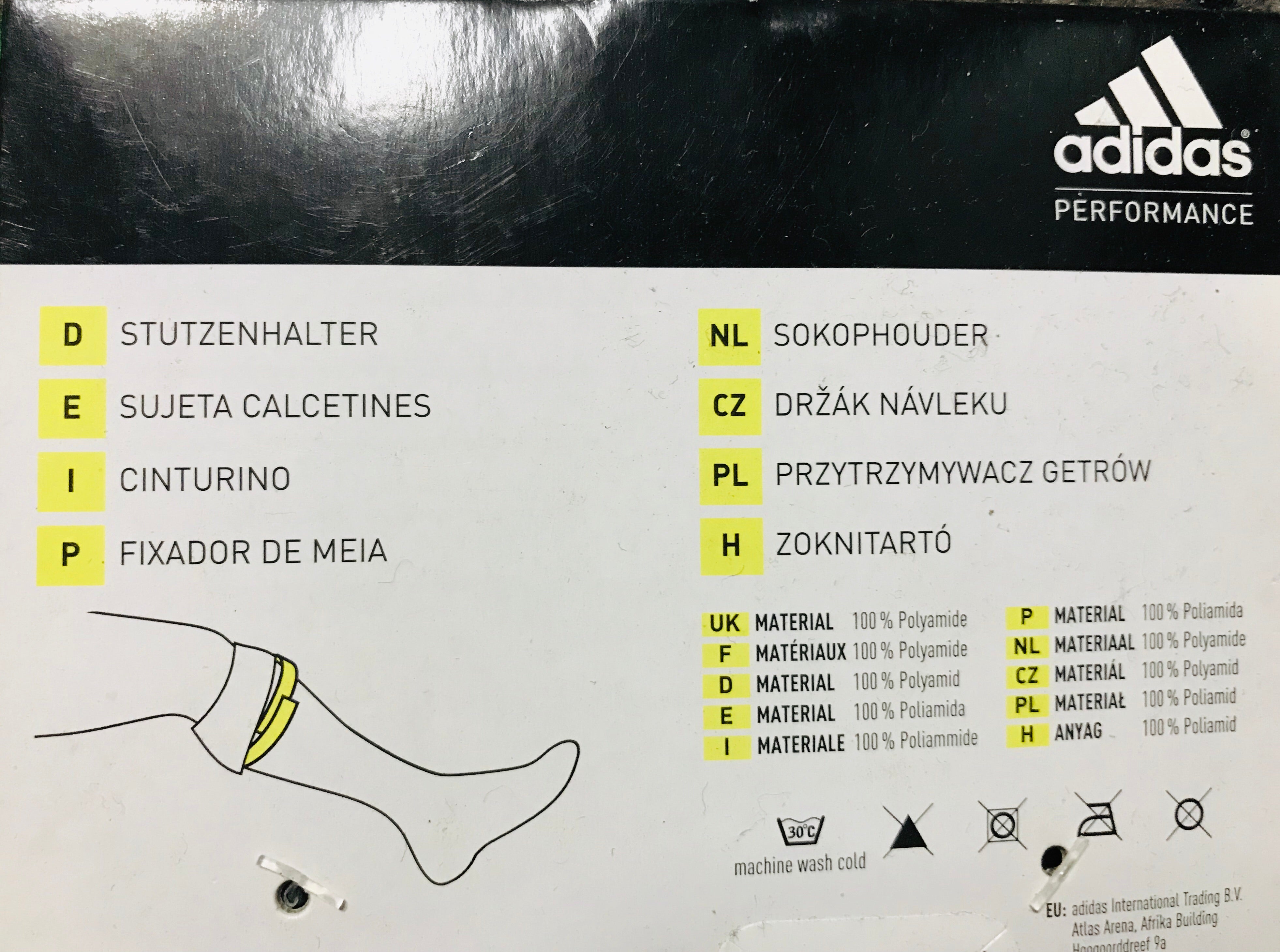 Adidas Sock Holder and Ankle Straps - White Set for Football