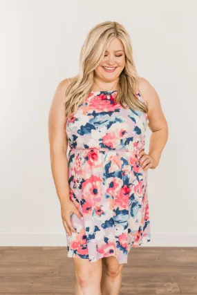 Adore Me Floral Watercolor Dress - Coral Pink