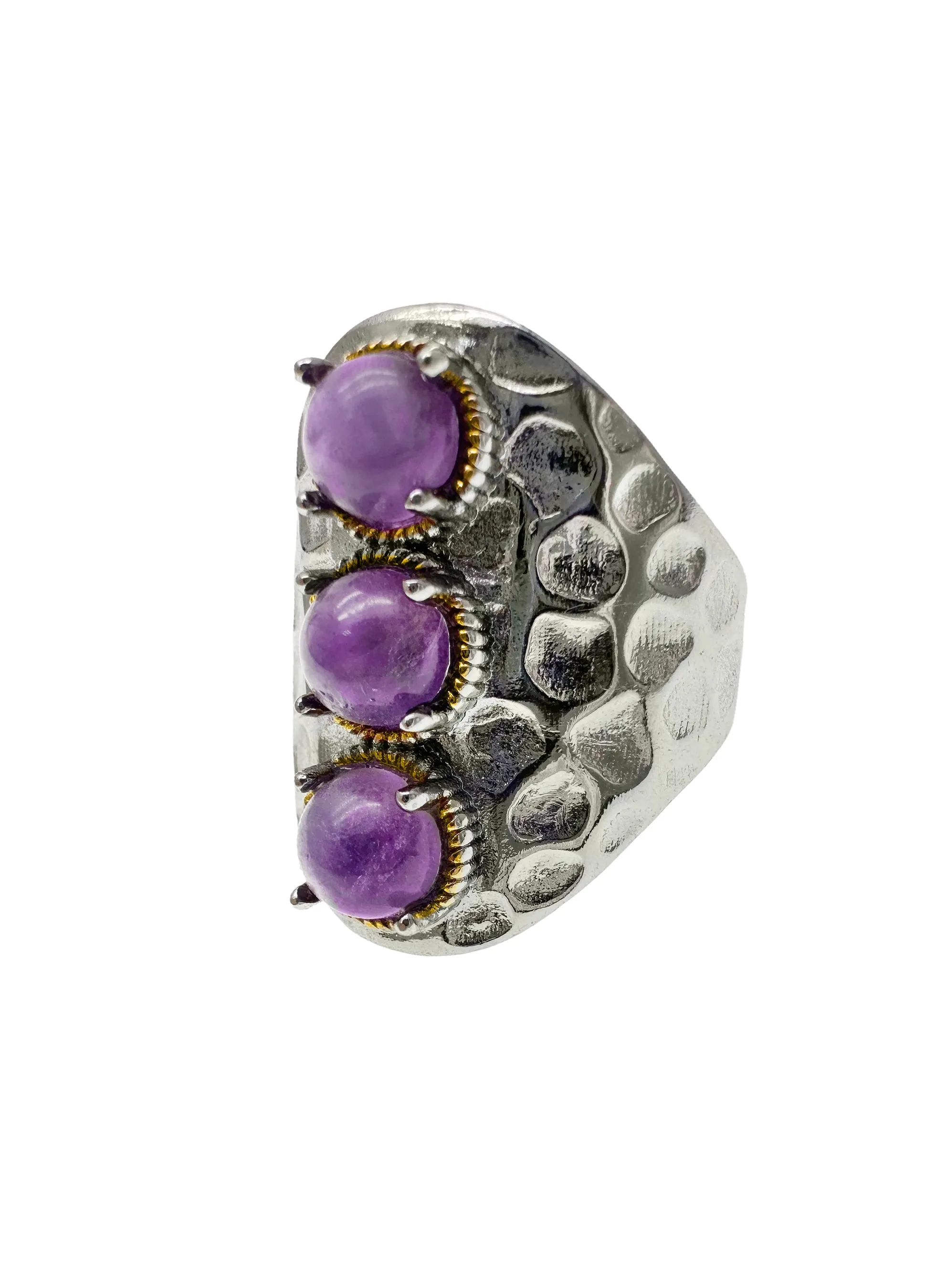 Amethyst Stones Nugget Adjustable Ring LR002