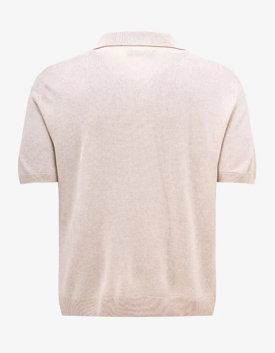 Amiri Beige Hawaiian Silk Polo T-Shirt