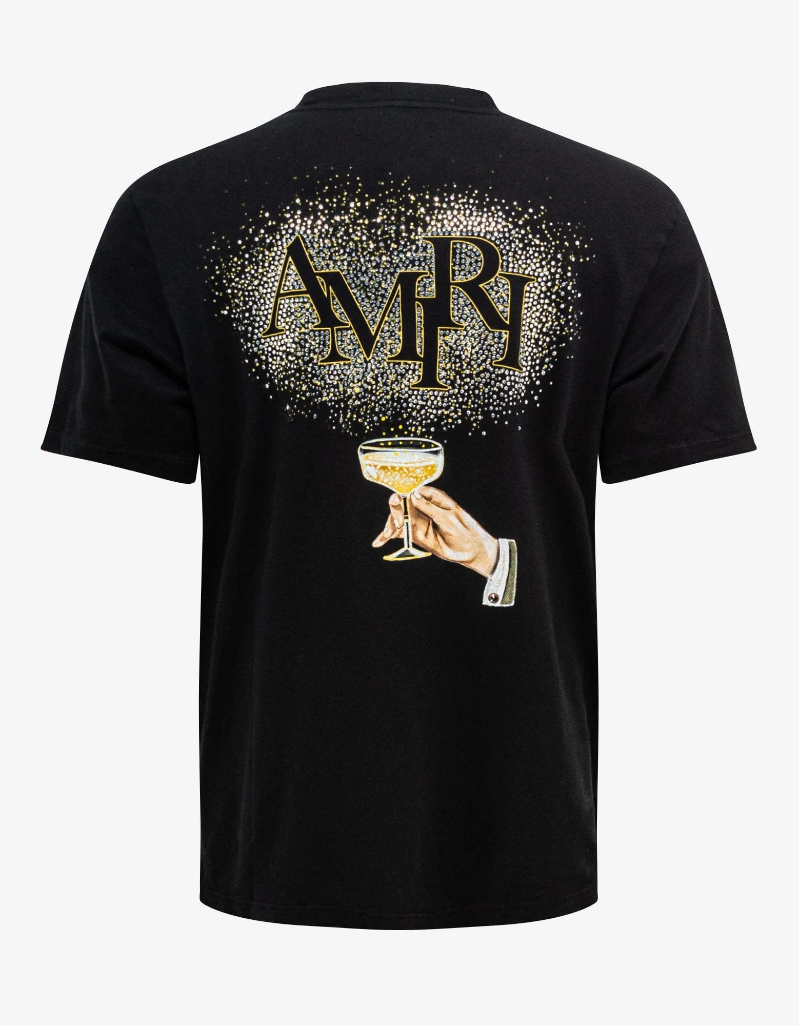 Amiri Black Crystal Champagne Graphic T-Shirt for Men