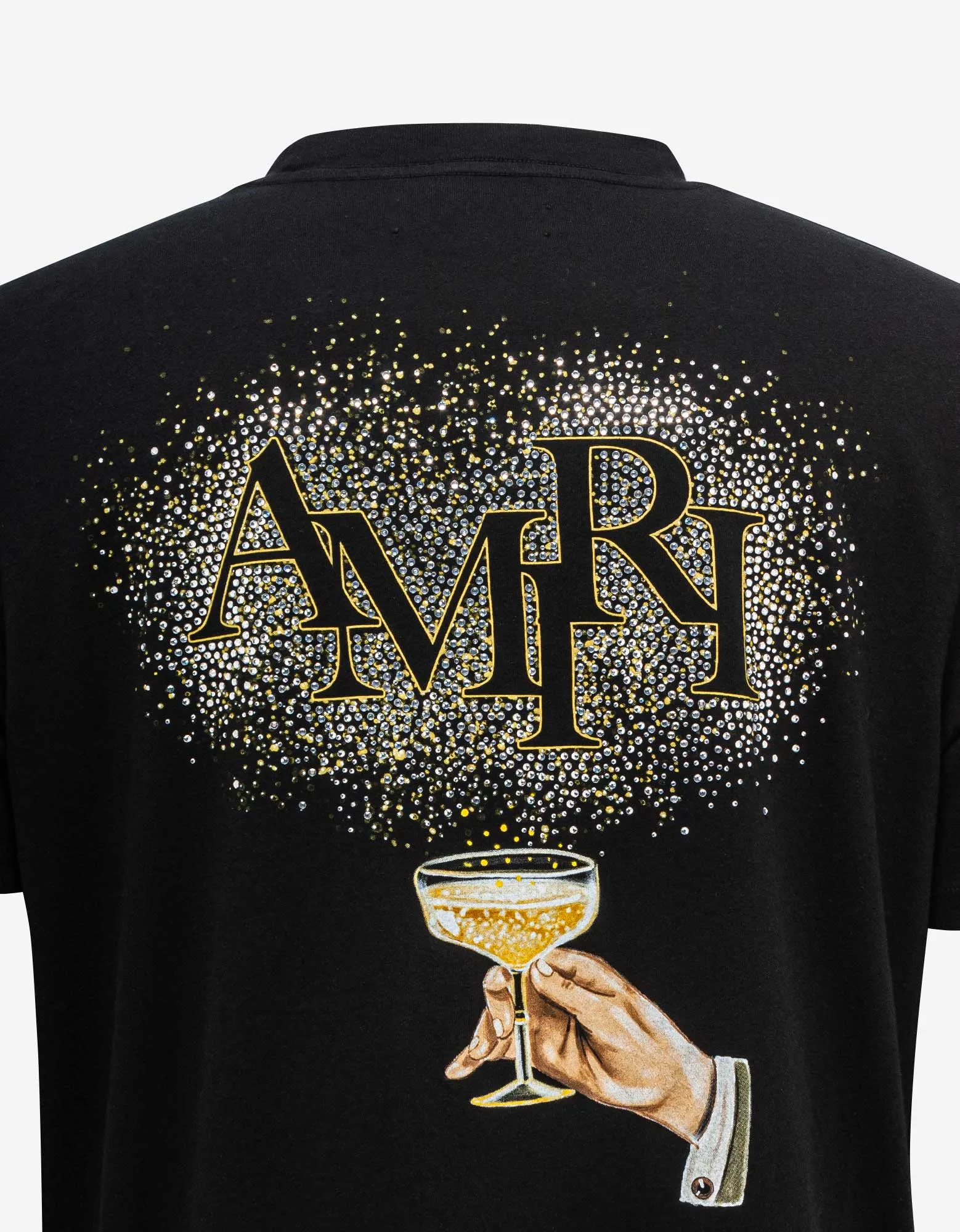 Amiri Black Crystal Champagne Graphic T-Shirt for Men