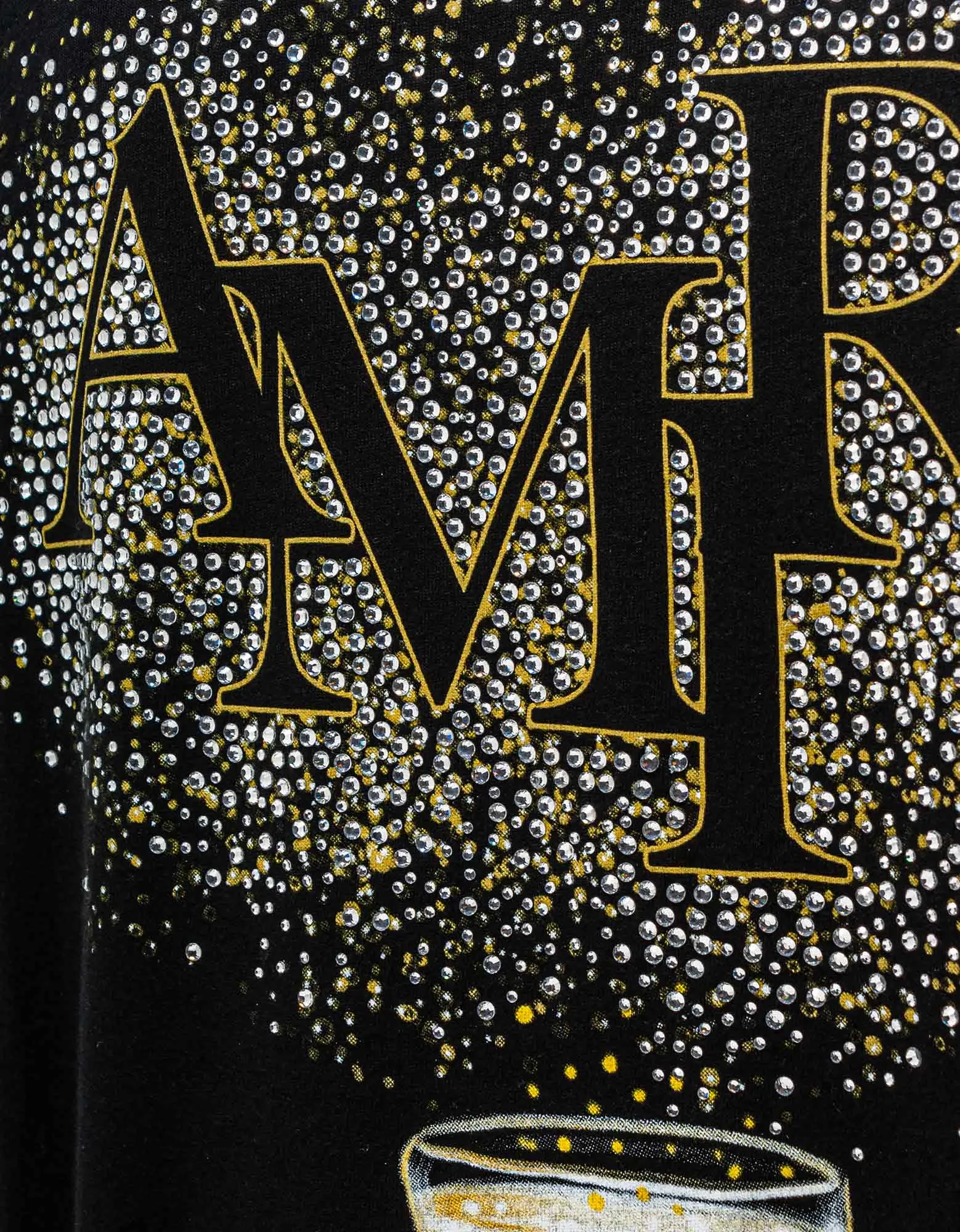 Amiri Black Crystal Champagne Graphic T-Shirt for Men