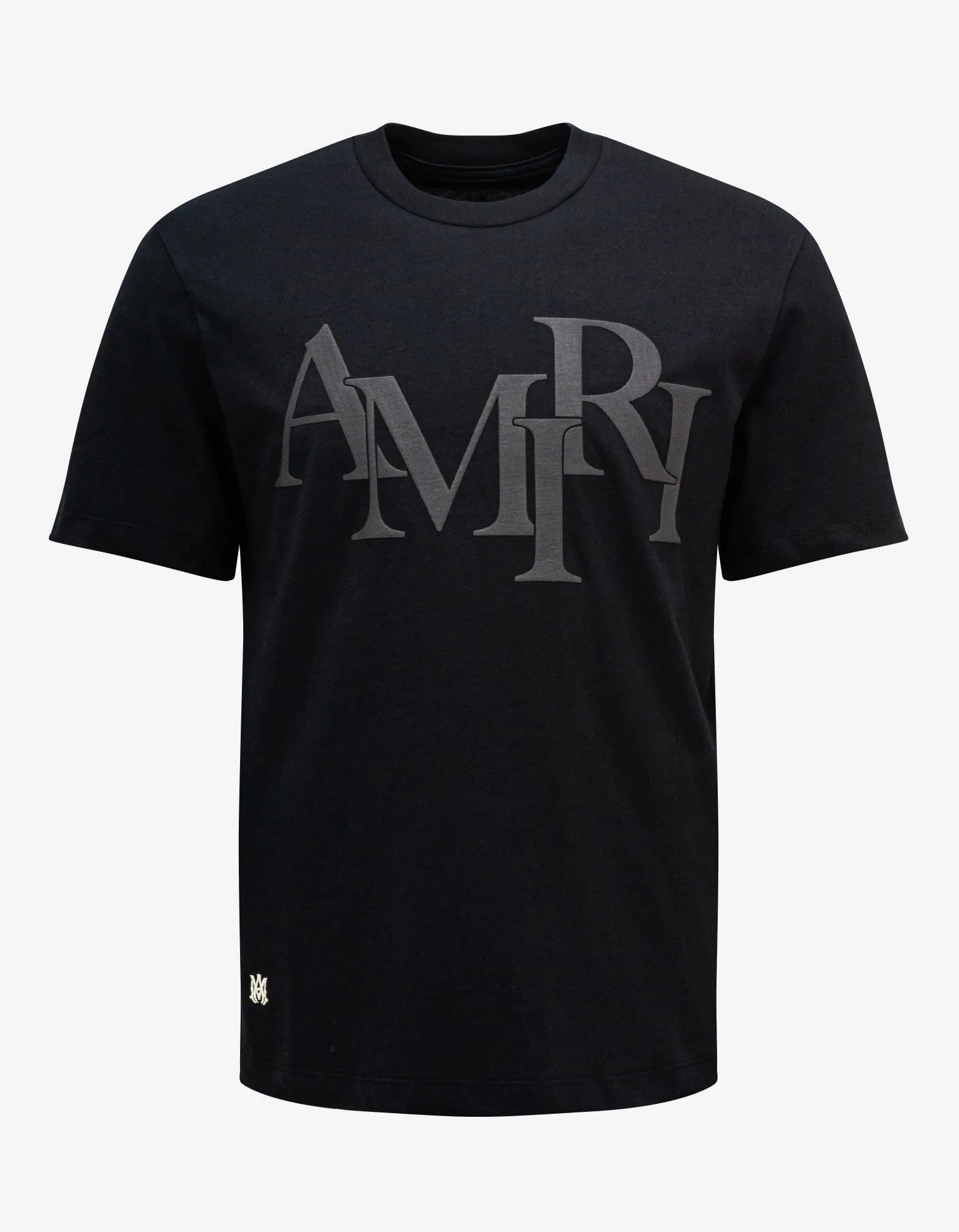 Amiri Black Staggered Logo T-Shirt for Men