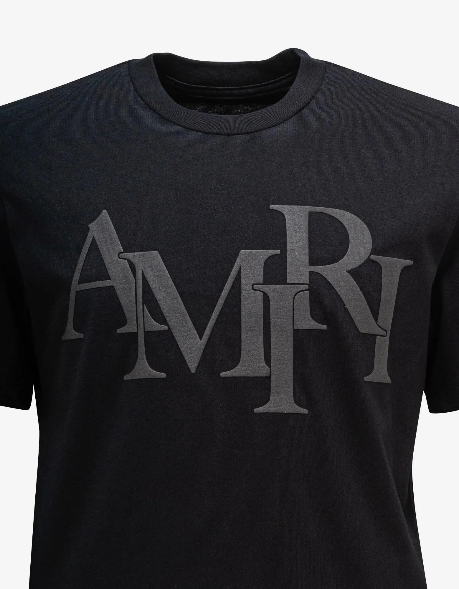 Amiri Black Staggered Logo T-Shirt for Men