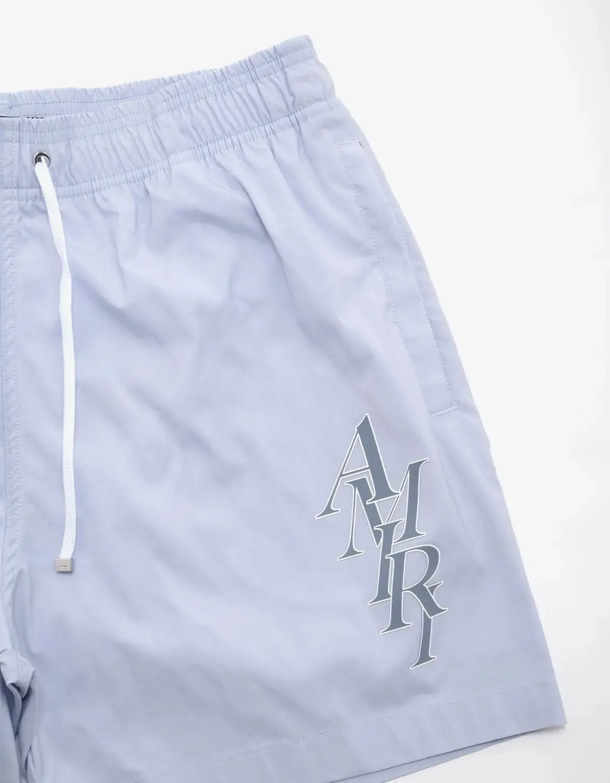 Amiri Grey Logo Stack Swim Shorts