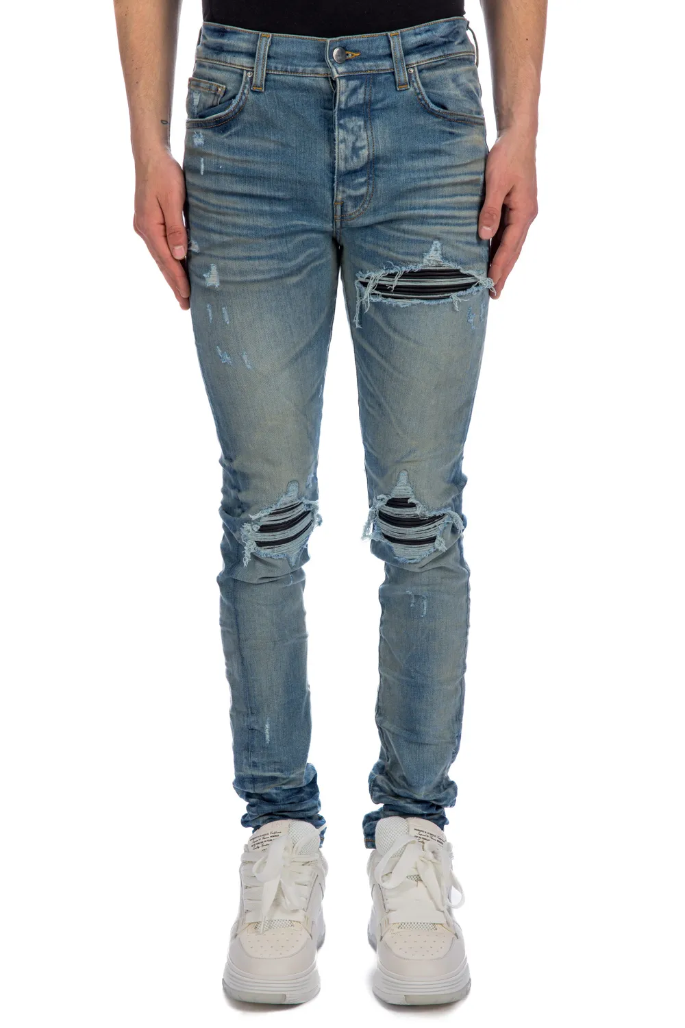 Amiri Leather MX1 Jeans at Credomen