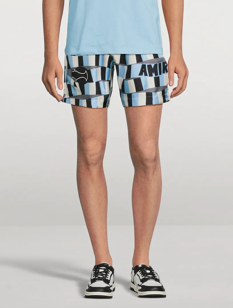 AMIRI Silk Shorts Snake Checker Print