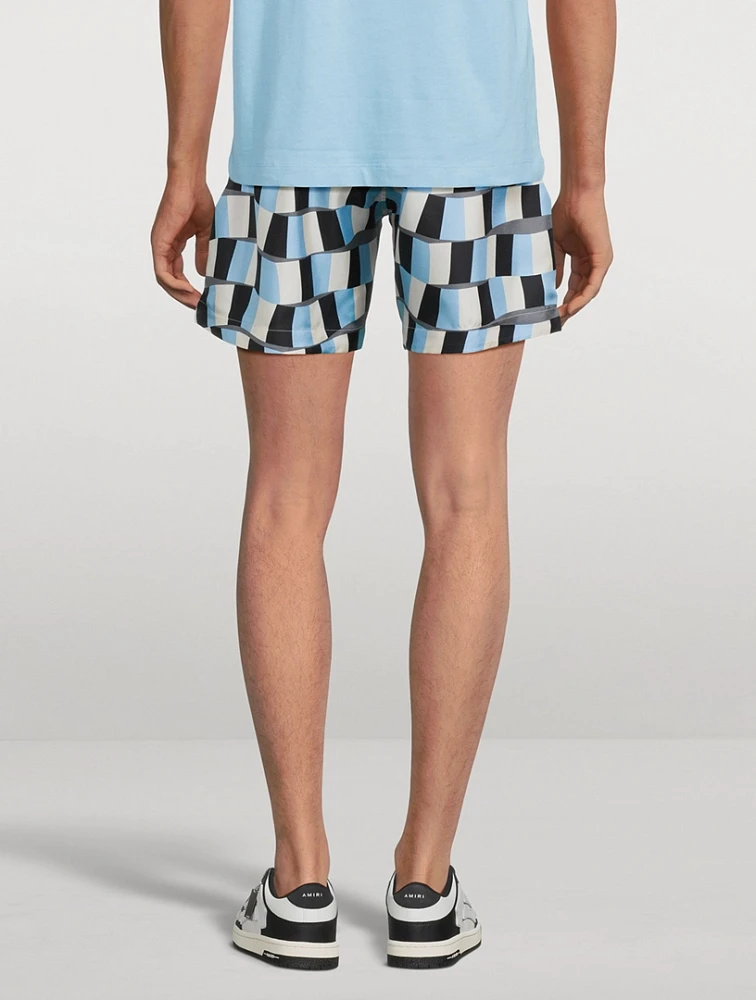 AMIRI Silk Shorts Snake Checker Print