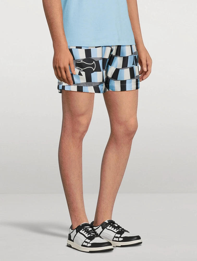 AMIRI Silk Shorts Snake Checker Print