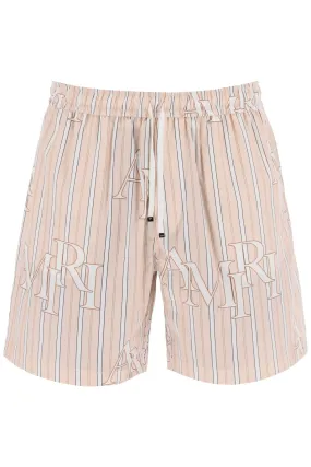 Amiri Striped Poplin Bermuda Shorts with Logo