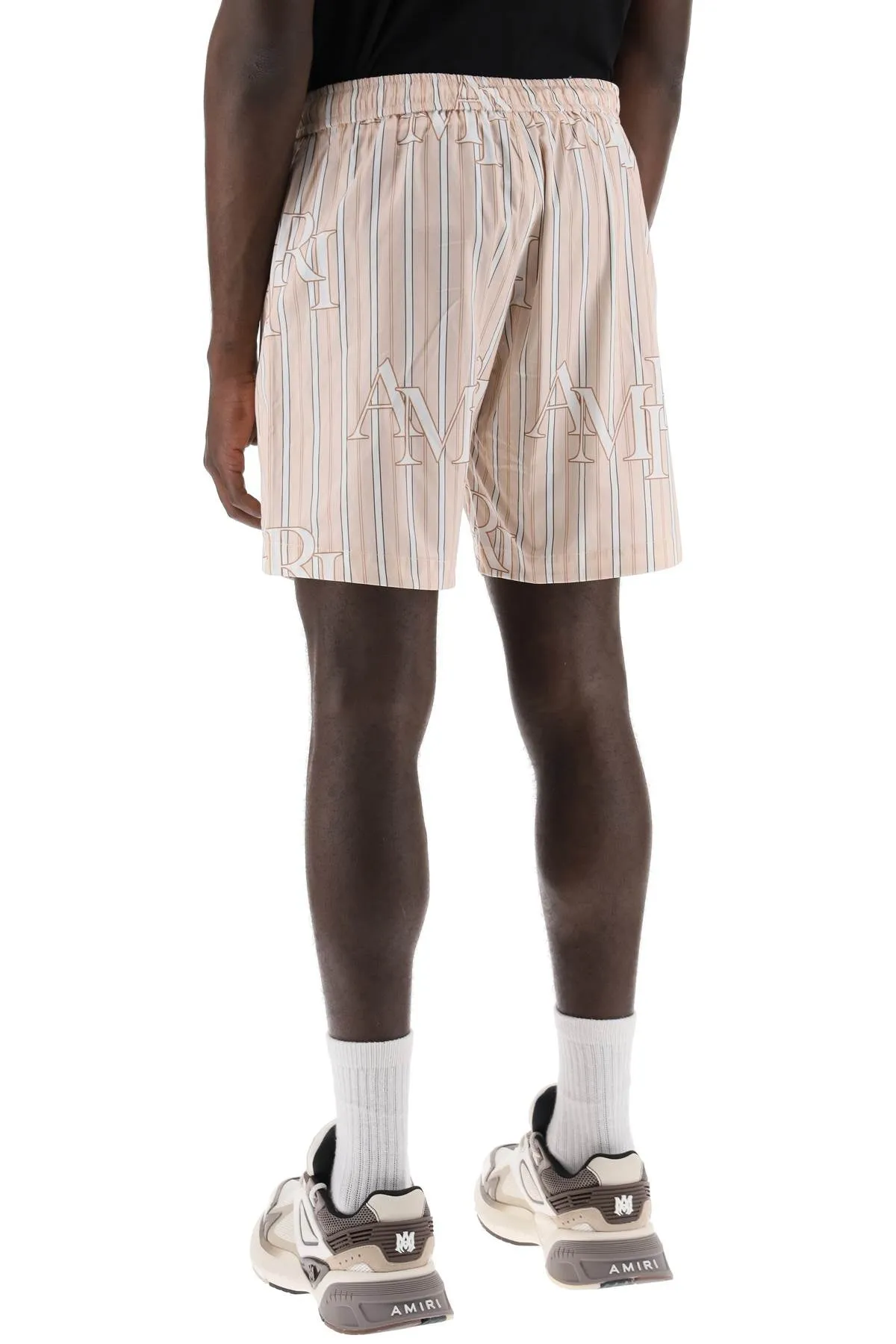 Amiri Striped Poplin Bermuda Shorts with Logo