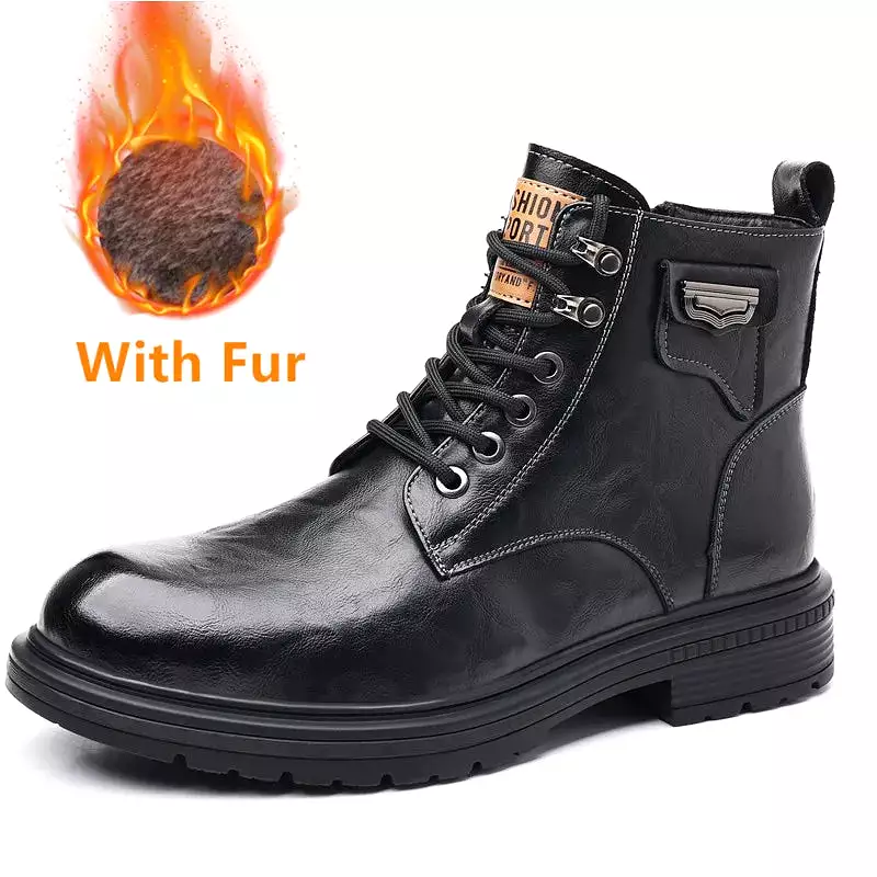 Ashore Shop Men's Genuine Leather Boots - High Top, Breathable, Outdoor Military Shoes