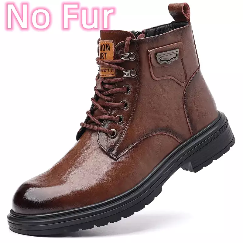 Ashore Shop Men's Genuine Leather Boots - High Top, Breathable, Outdoor Military Shoes