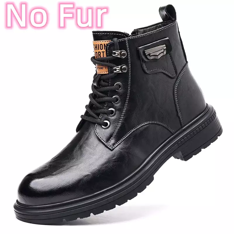 Ashore Shop Men's Genuine Leather Boots - High Top, Breathable, Outdoor Military Shoes