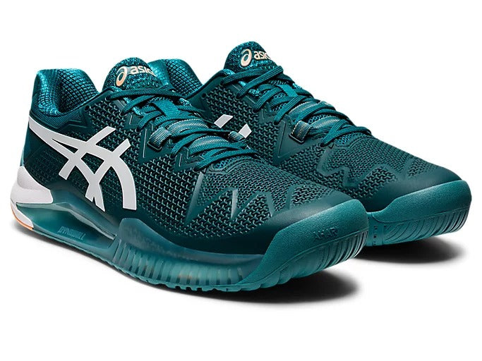 Asics Gel Resolution 8 Tennis Shoe - Velvet Pine/White - Google SEO result: Asics Tennis Shoe Velvet Pine/White