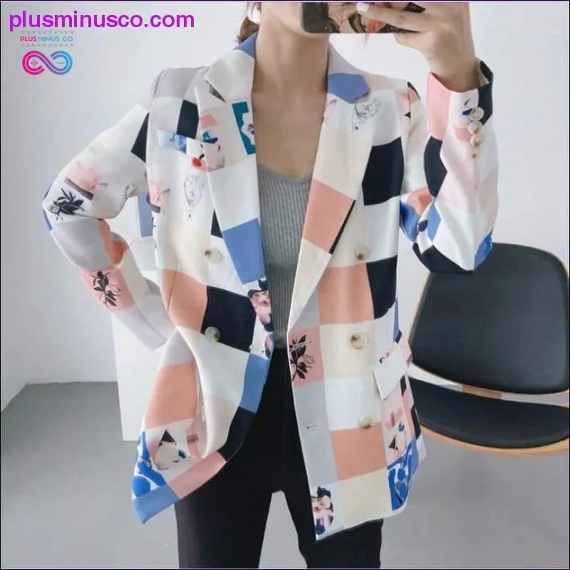 Autumn winter women fashion print blazer female long sleeve