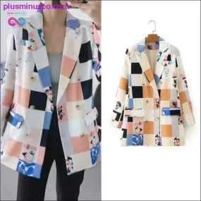 Autumn winter women fashion print blazer female long sleeve