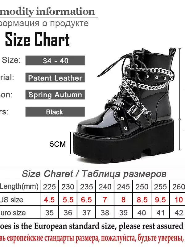 Autumn Winter Women's Sexy Chain Ankle Boots with Buckle Strap.