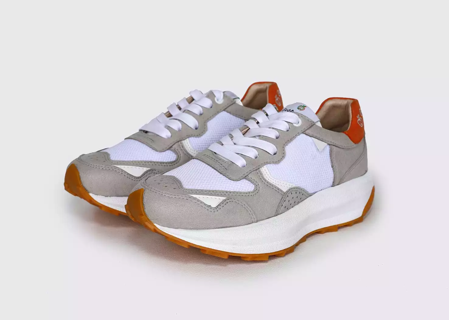 Baber-GV Vegan Running Sneakers - Grey & Orange