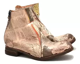 Back Zip Boot  |  Newsprint Decoupage