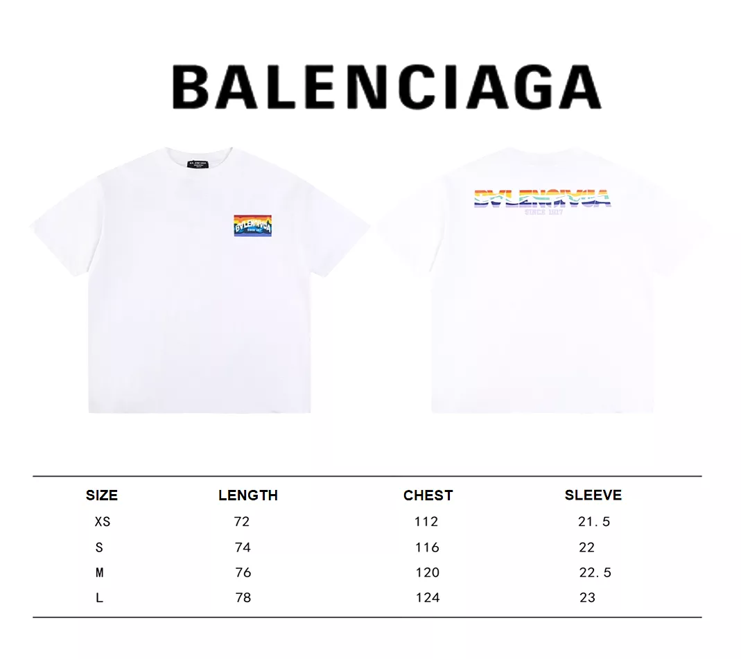 Balenciaga 24SS rainbow sunset logo tee White 3.6