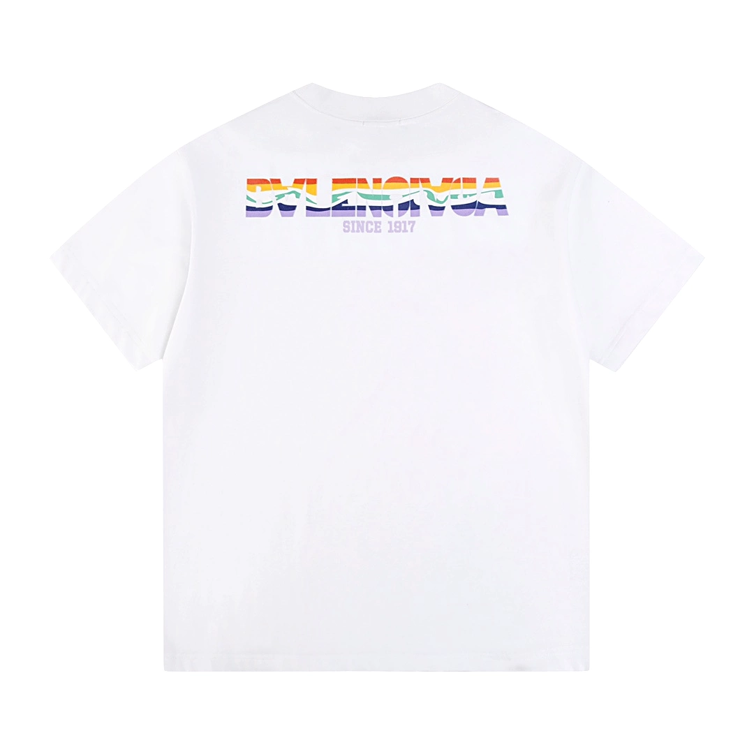 Balenciaga 24SS rainbow sunset logo tee White 3.6