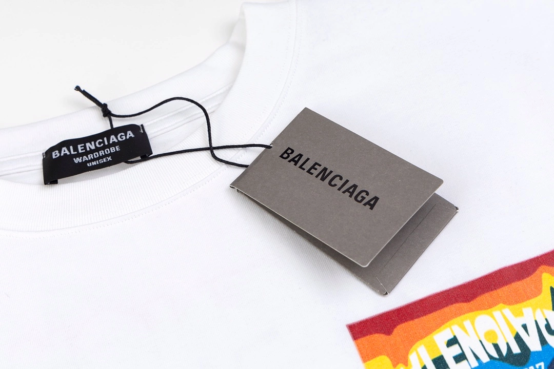 Balenciaga 24SS rainbow sunset logo tee White 3.6