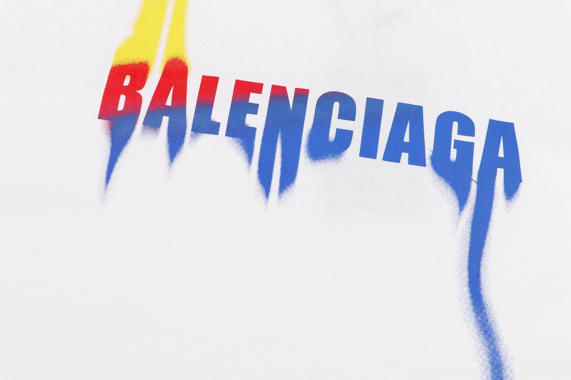 Balenciaga 24ss white gradient letter print short-sleeve tee - 1.30