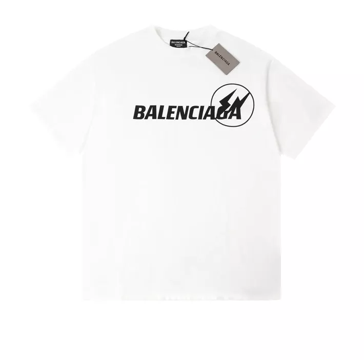 Balenciaga FRAGMENT DESIGN 23SS White Short Sleeve Tee with Chest Logo Print 7.4