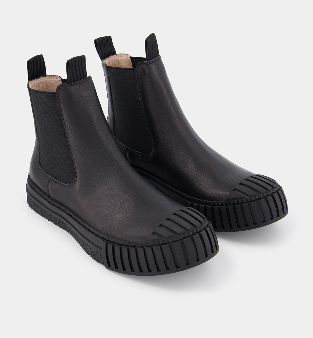 Barbar - Black Leather Chelsea Boots with Black Outsole.