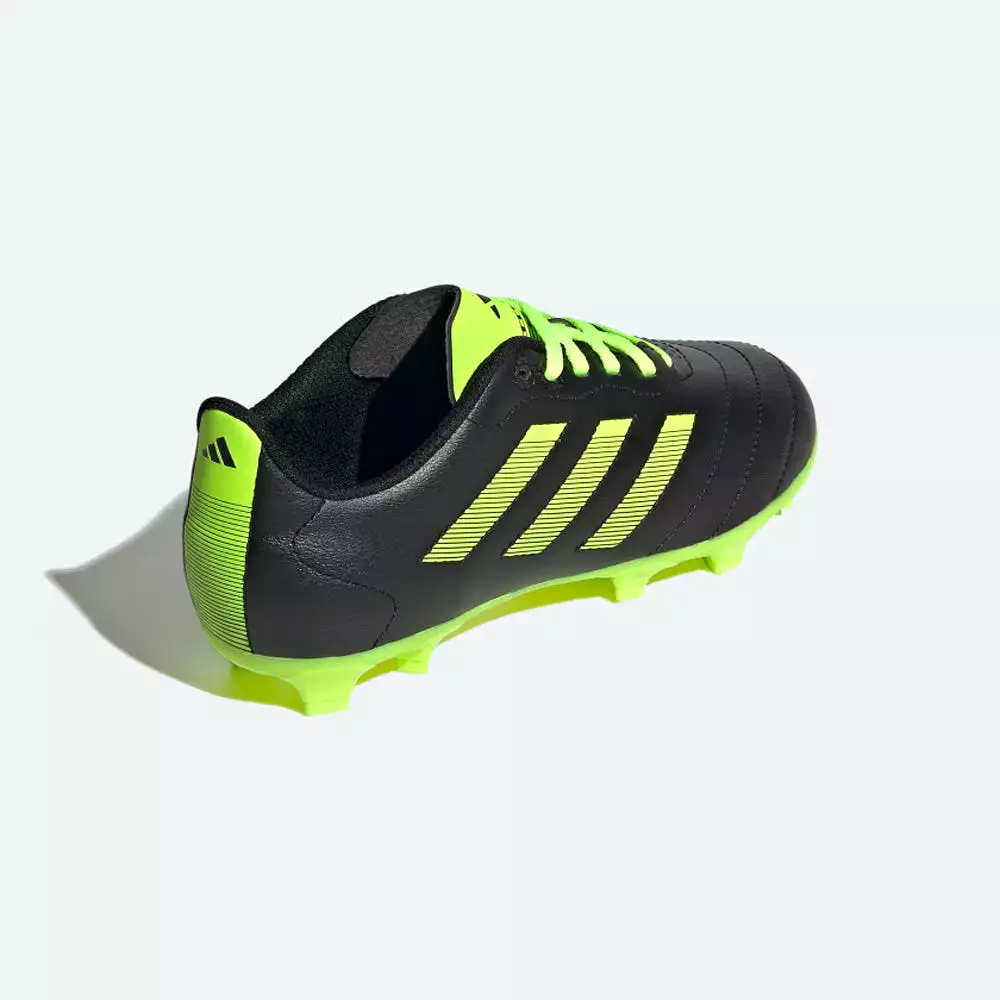 Black Adidas Goletto VIII Jnr FG Football Boots for kids, with Lucid Lemon accents