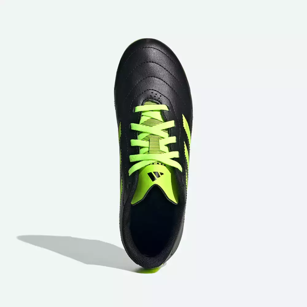 Black Adidas Goletto VIII Jnr FG Football Boots for kids, with Lucid Lemon accents