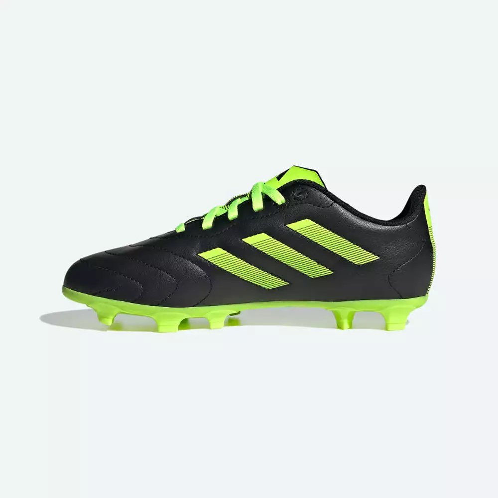 Black Adidas Goletto VIII Jnr FG Football Boots for kids, with Lucid Lemon accents