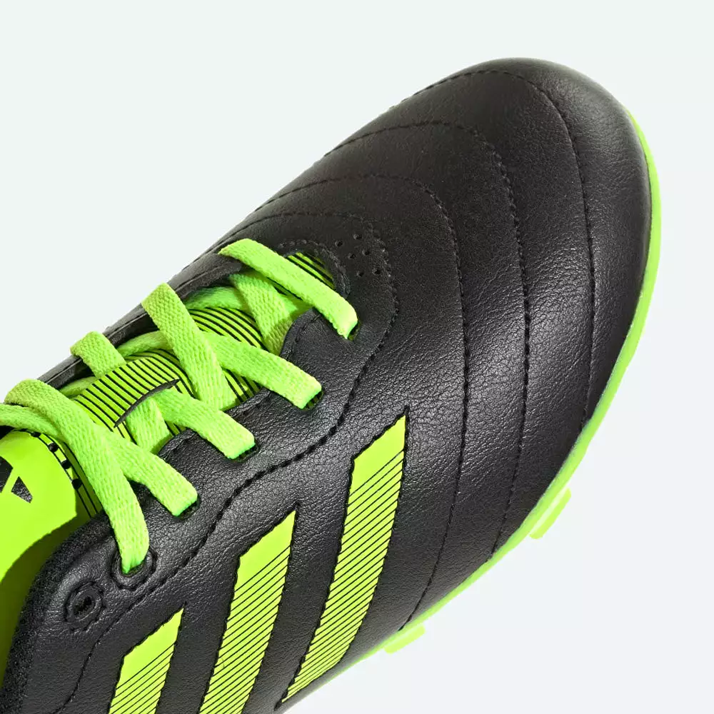 Black Adidas Goletto VIII Jnr FG Football Boots for kids, with Lucid Lemon accents