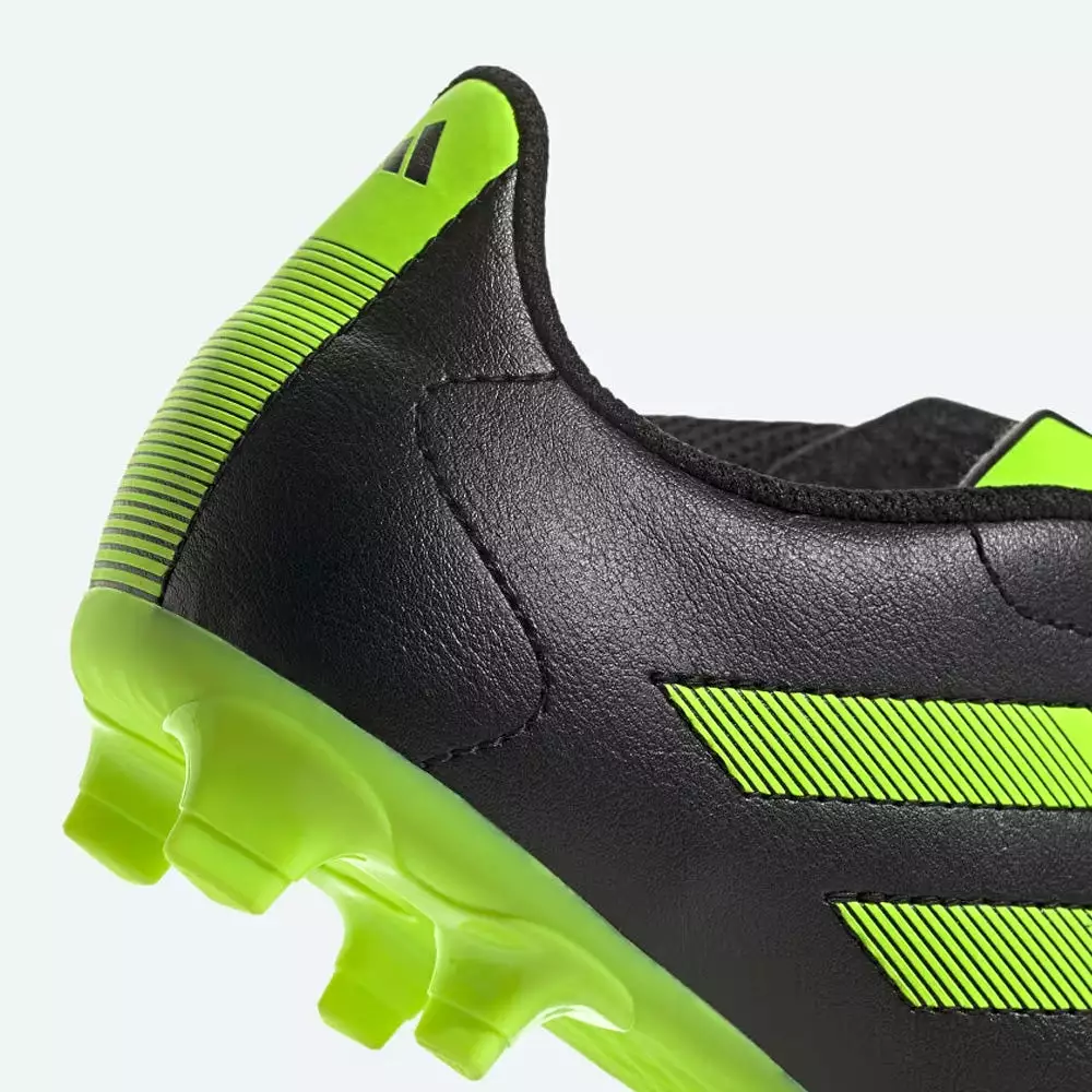 Black Adidas Goletto VIII Jnr FG Football Boots for kids, with Lucid Lemon accents