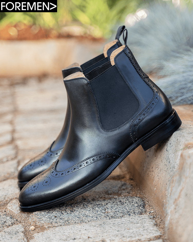 Black Brogue Chelsea Boots in Dallas