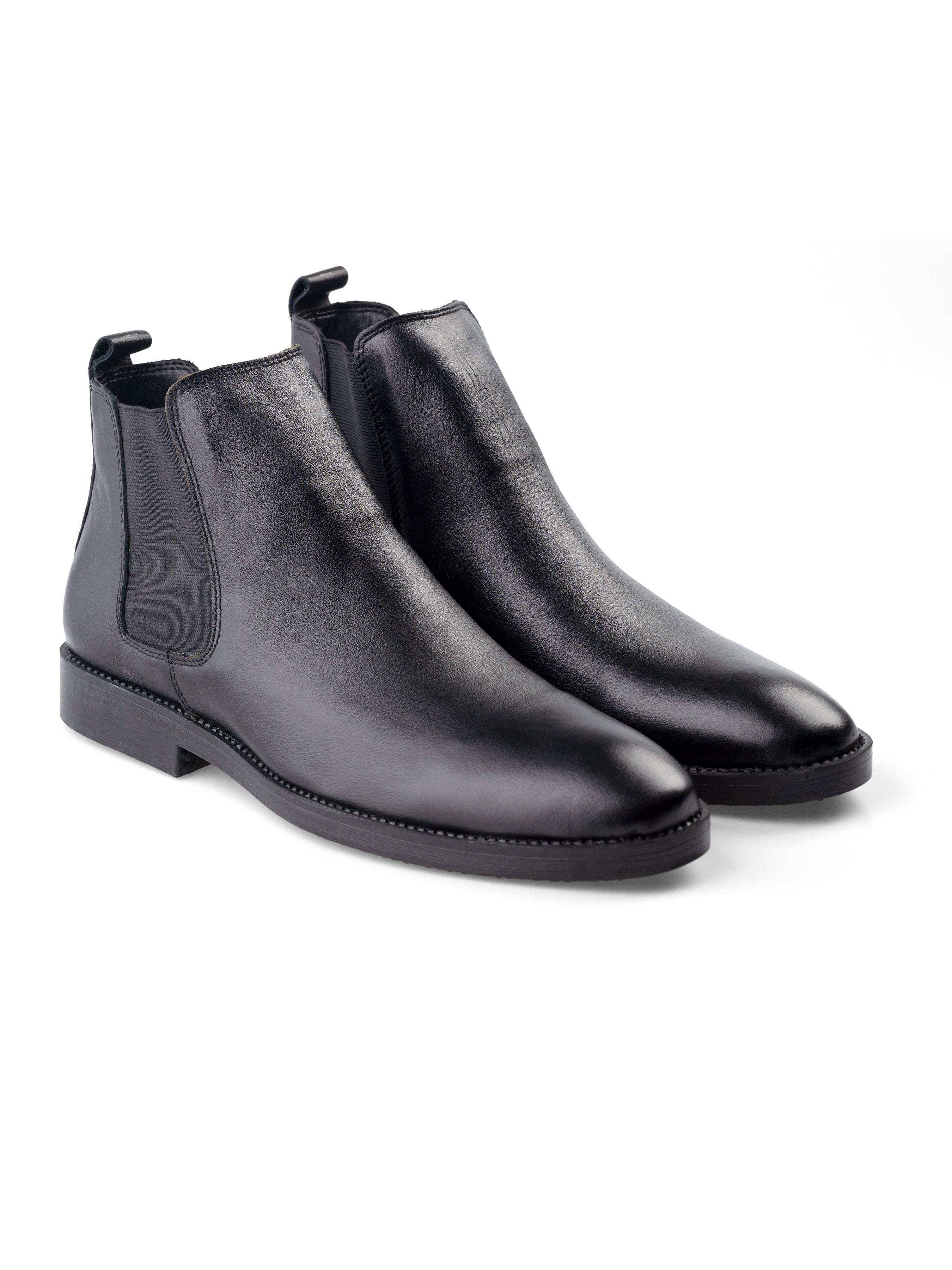 Black Chelsea Boots - Polished Leather (Crepe Sole)