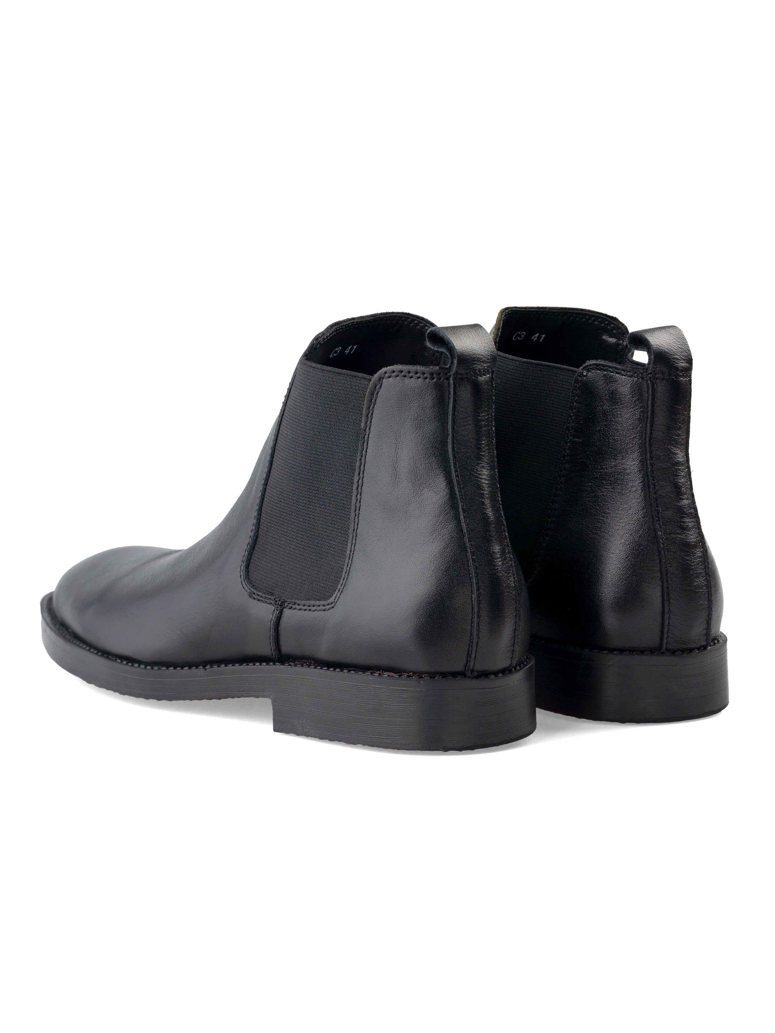 Black Chelsea Boots - Polished Leather (Crepe Sole)