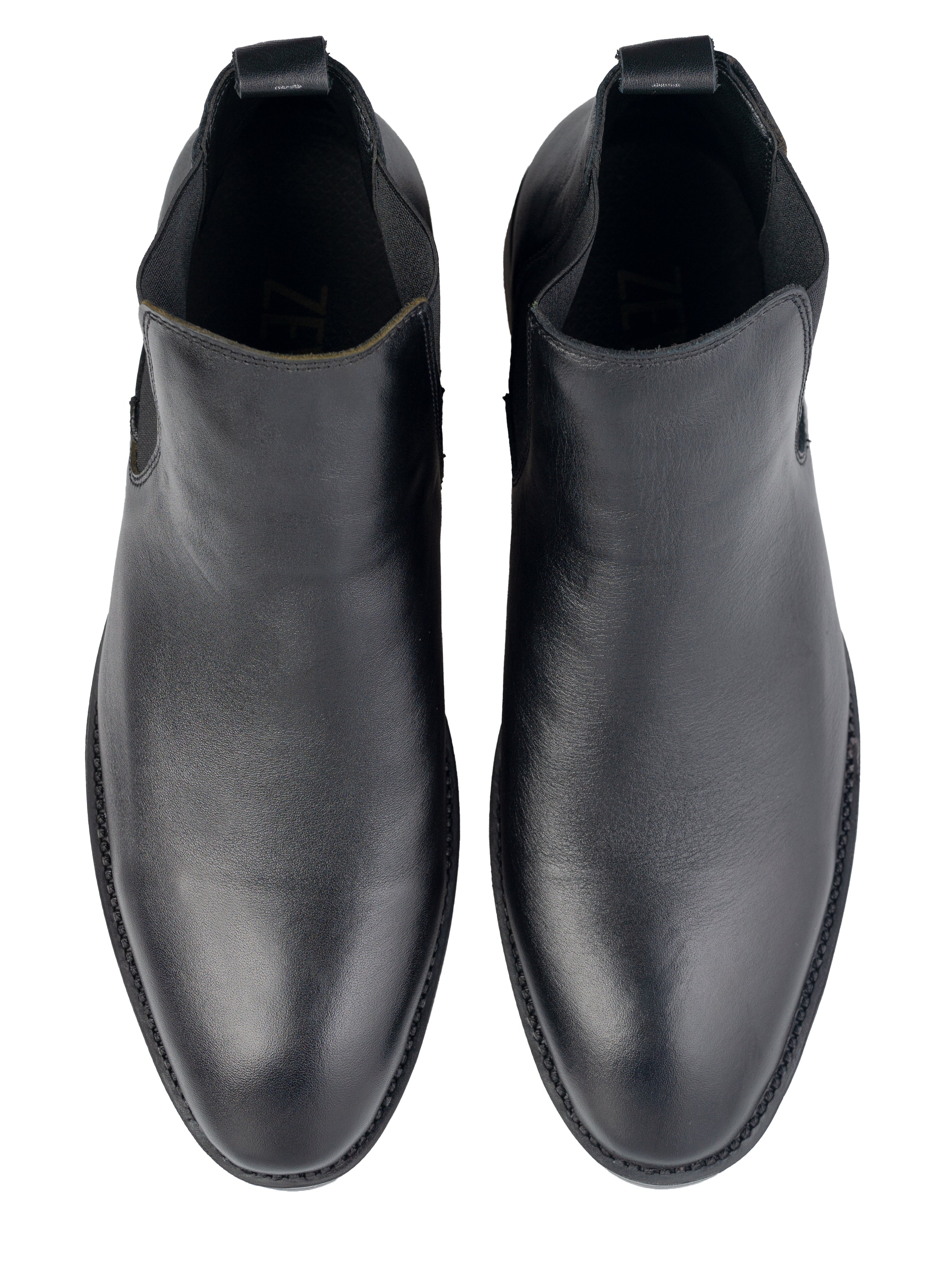 Black Chelsea Boots - Polished Leather (Crepe Sole)