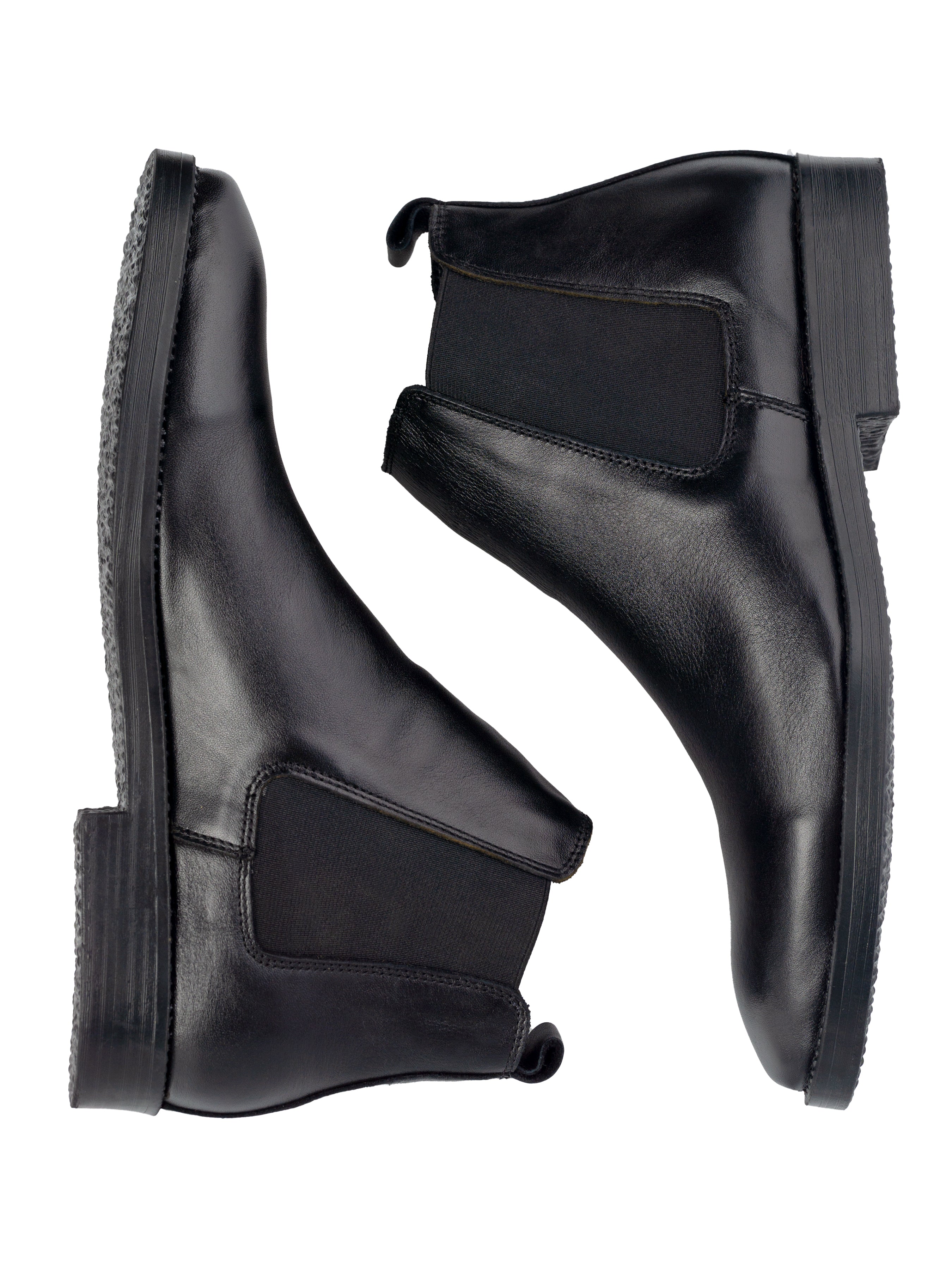 Black Chelsea Boots - Polished Leather (Crepe Sole)