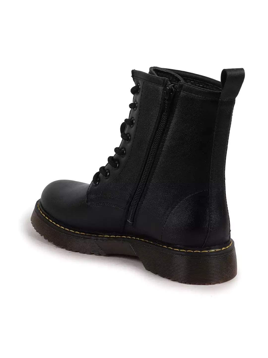 Black Classic High Ankle 8-Eye Lace Up Casual Long Boots for Women | Trekking