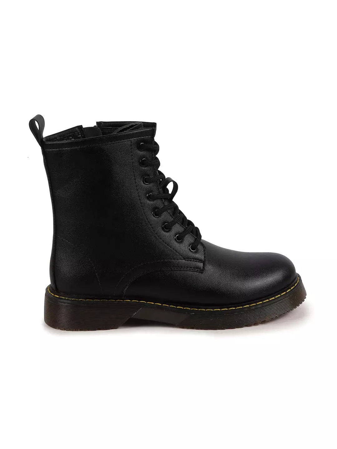 Black Classic High Ankle 8-Eye Lace Up Casual Long Boots for Women | Trekking